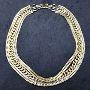 Monet gold three-strand chain necklace
